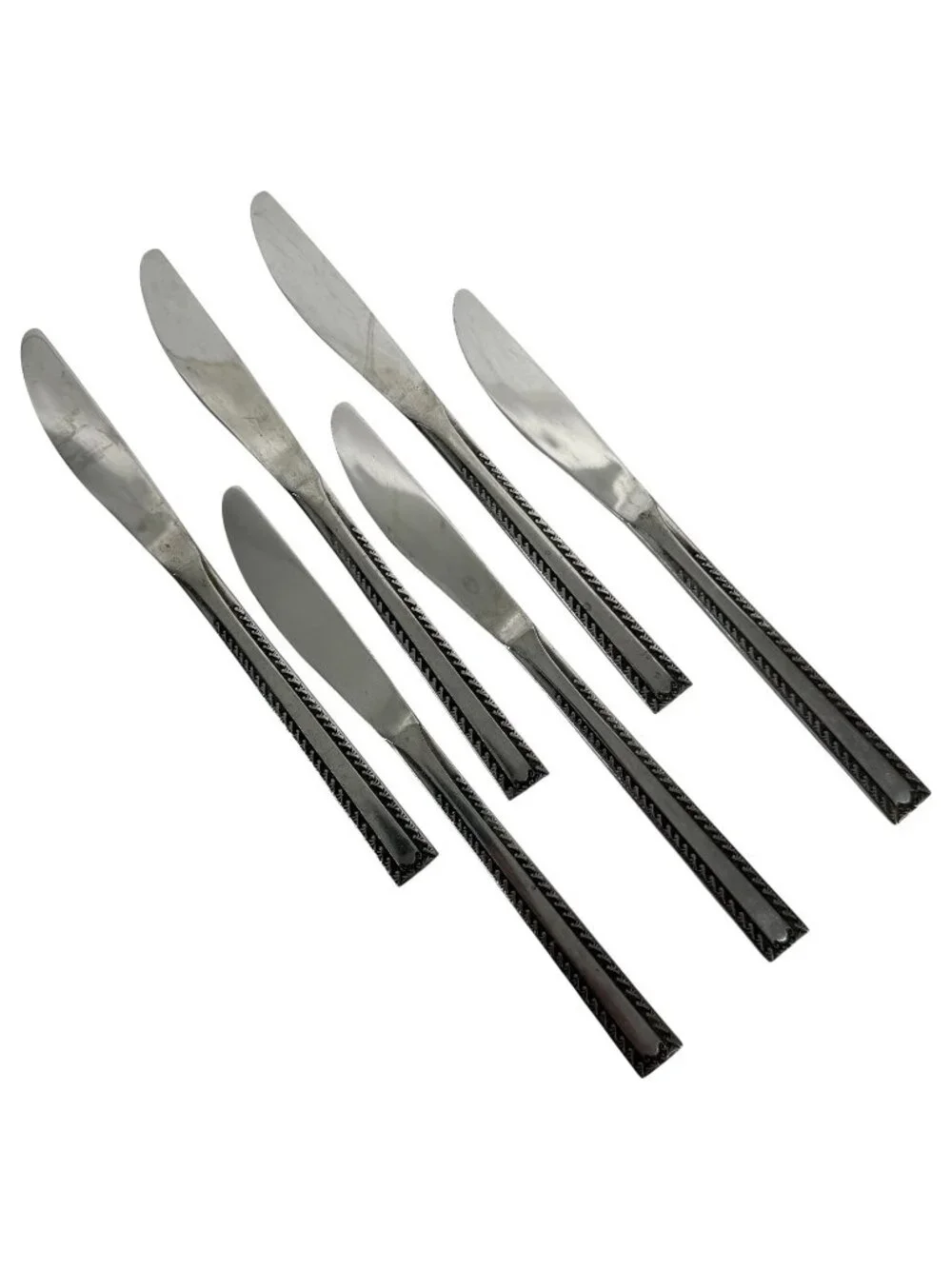 6 Vintage Watertown Stainless Steel Flatware Knives Set Made in Japan 8.5
